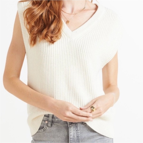 Rails Cashmere Chandler Cream Knit Sweater Vest Size XS Oversized - Picture 1 of 6